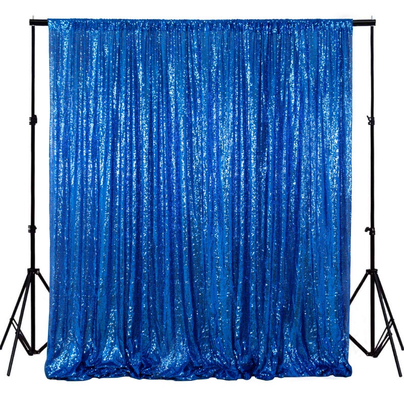 ShiDianYi 8 X 8, Ready to Dispatch,Sequin Backdrops, Sequin Photo Booth Backdrop, Party Wedding Sparkling Photography Prop (8ftx8ft, Royal Blue) - Image 1